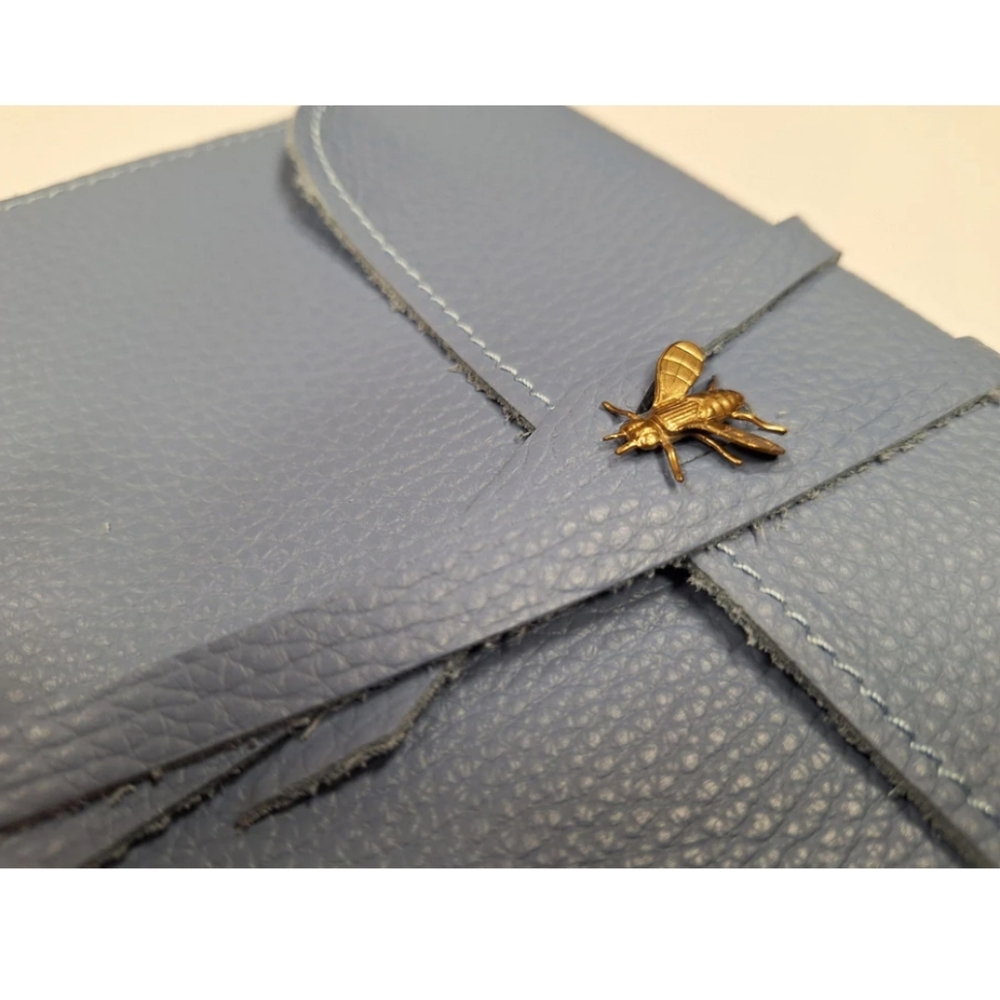 ❤️BUY 2 GET 1 FREE Avio Leather Journal with lace,Brass Bee ornament,IVORY edges - Picture 5 of 9